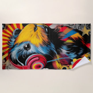 Meerschweinchen-Musik-Urban-Art Strandtuch