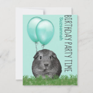 Meerschweinchen Teal Luftballons Benutzerdefiniert Einladung