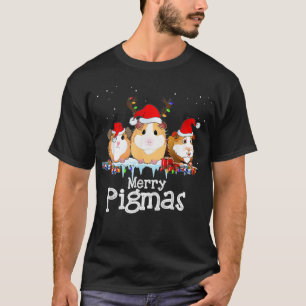 Meerschweinchen Weihnachtslichter Santa Hut Xmas T-Shirt