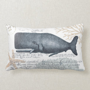 Meerwal-Collage in Navy und Sand Lendenkissen