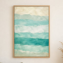 Meerwasserglas-Gradient-Wasserfarben-Küstenkunstpo Poster