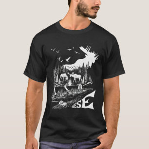 Meese Elch Wald Berg Wilderness Camping Werbung T-Shirt