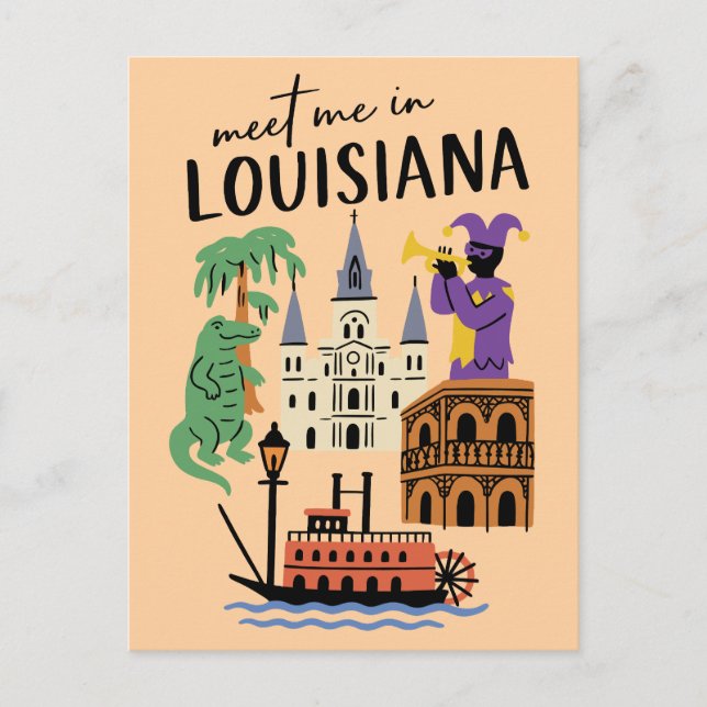 Meet Me In Louisiana New Orleans Jazz Bayou Postkarte (Vorderseite)