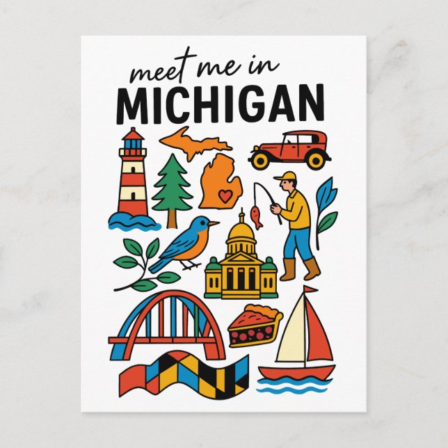 Meet Me In Michigan Lighthouse Cherry Pie Car Postkarte (Vorderseite)