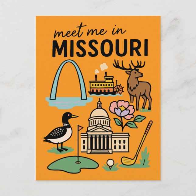 Meet Me In Missouri St. Louis Kansas City Retro Postkarte (Vorderseite)
