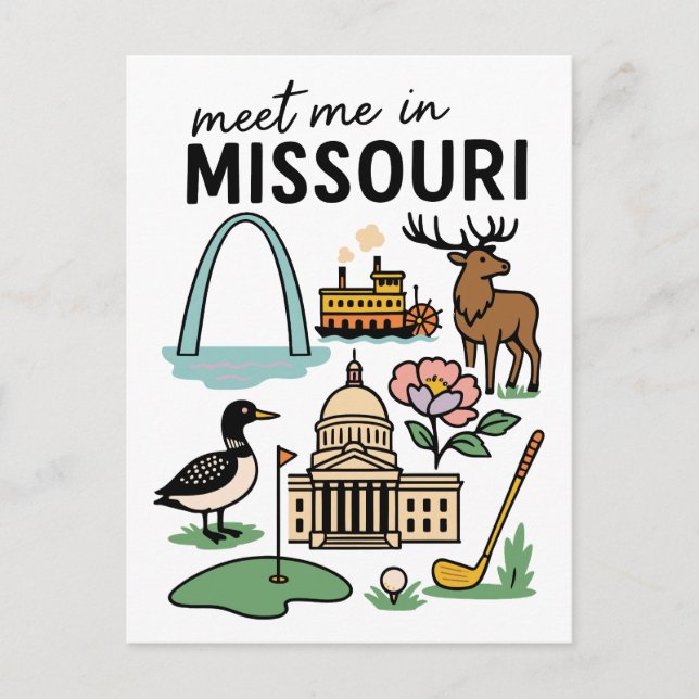 Meet Me In Missouri St. Louis Kansas City Riverboa Postkarte (Vorderseite)