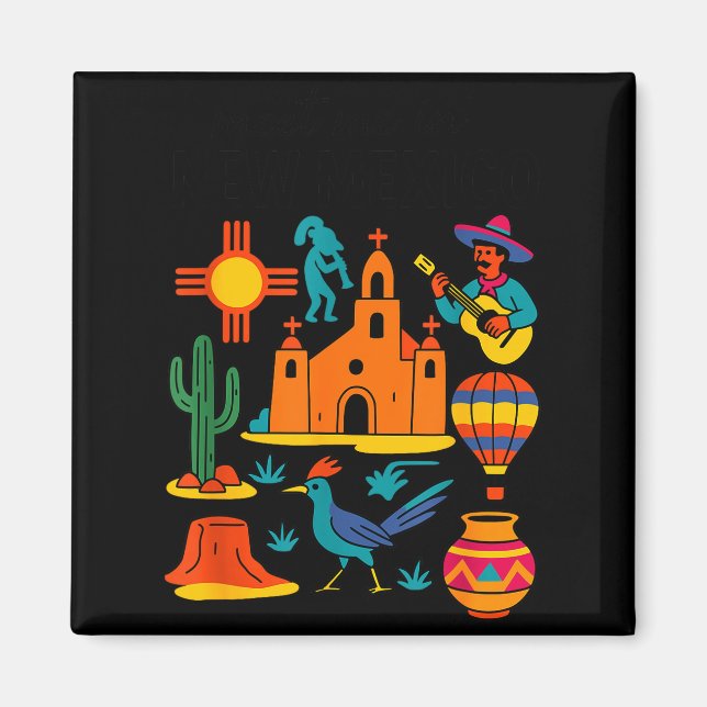 Meet Me In New Mexico - Cute Us State Travel Retro Magnet (Vorne)