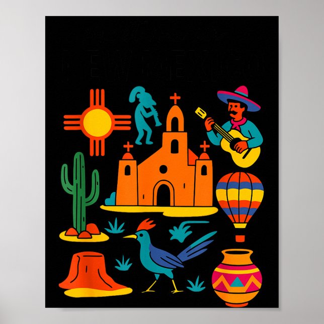 Meet Me In New Mexico - Cute Us State Travel Retro Poster (Vorne)