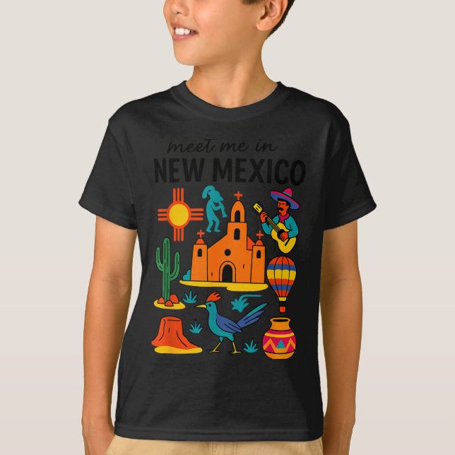 Meet Me In New Mexico - Cute Us State Travel Retro T-Shirt (Vorderseite)