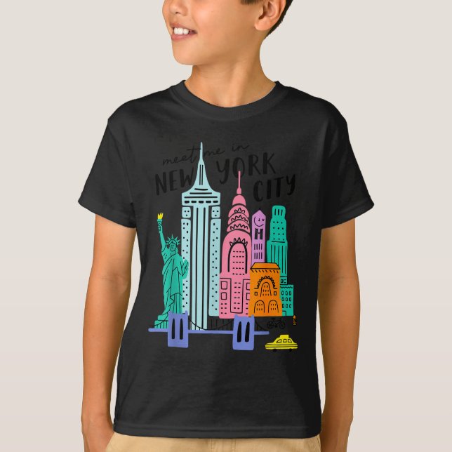 Meet Me In New York - Cute Us State Travel Retro D T-Shirt (Vorderseite)