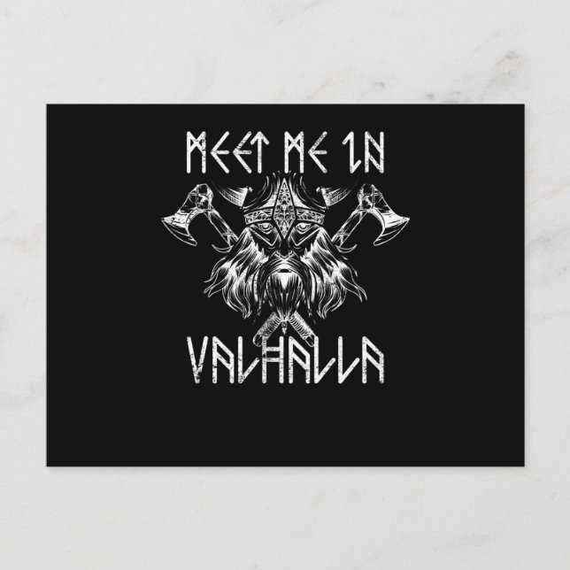 Meet Me In Valhalla Nordic Shirt Runes Vikings Postkarte (Vorderseite)