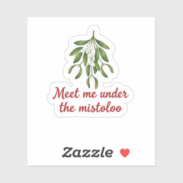 Meet Me Under the Mistletoe Christmas Kiss  Aufkleber (Blatt)