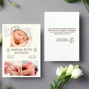 "Meet Our Little One" Foto Geburt Announccard Ankündigung