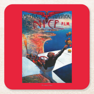 Meeting D' Aviation in Nizza, Frankreich Poster Rechteckiger Pappuntersetzer