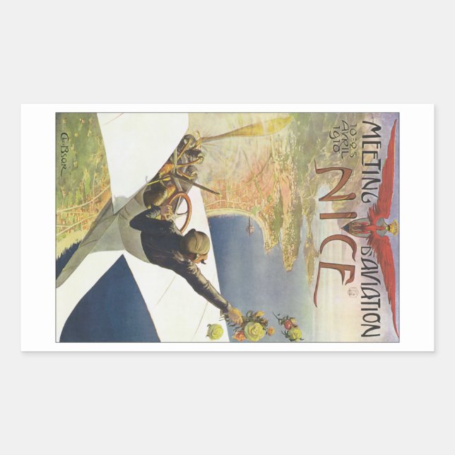 Meeting d'Aviation Nice Rechteckiger Aufkleber (Vorderseite)