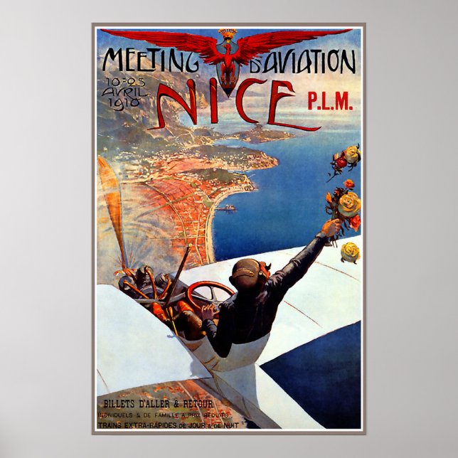 Meeting d'Aviation, Nizza, Frankreich 1910 Vintag  Poster (Vorne)
