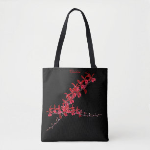 "Meeting Long Red Orchids" Tote Schwarz