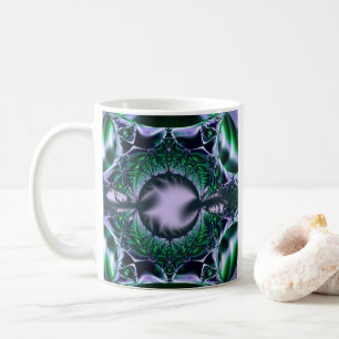 Meg Kunst des grünen und blauen Fraktals Kaffeetasse