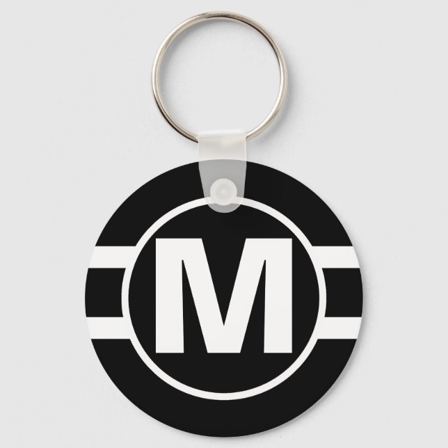 Mega Black Retro Mit Monogramm Schlüsselanhänger (Vorderseite)