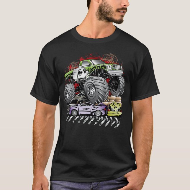 Mega Death Monster Truck Tier Yoga lustige Schwein T-Shirt (Vorderseite)