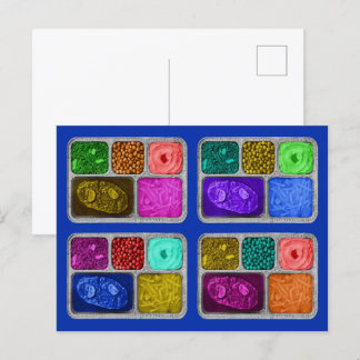 Mega farbenfrohe Retro TV Dinners Postkarte