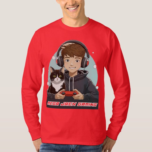 Mega Jrex Gaming Rot lange Ärmel Herren Shirt (Vorderseite)