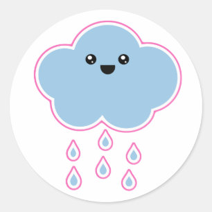 Mega- Kawaii Wolken-Nieselregen-Aufkleber Runder Aufkleber