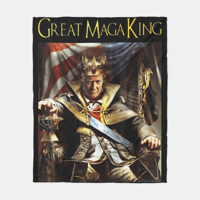 Mega King USA Flag Proud Ultra Maga Trump   Fleecedecke (Vorderseite)