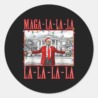 Mega La La La Christmas Santa Funny Trump Xmas Paj Runder Aufkleber