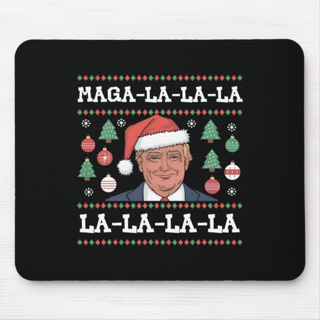 Mega La La La Donald Trump Potus 47 Ugly Weihnacht Mousepad (Vorne)