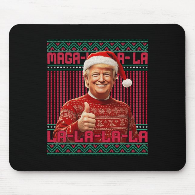 Mega La La La Donald Trump Potus 47 Ugly Weihnacht Mousepad (Vorne)