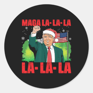 Mega La La La Donald Trump Potus 47 Ugly Weihnacht Runder Aufkleber