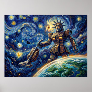Mega Maid Sternen Nacht Sci-Fi-Landschaft Poster