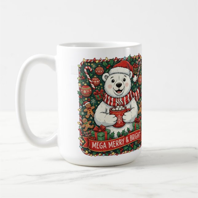 Mega Merry & Bright – Cute Christmas Bear Holiday  Kaffeetasse (Links)