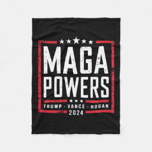 Mega Power Trump Vance Hogan 2024 Patriotic Funny Fleecedecke