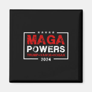 Mega Power Trump Vance Hogan 2024 Patriotic Funny Magnet