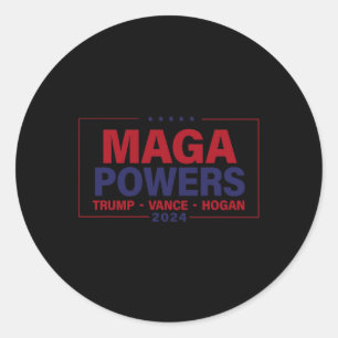 Mega Power Trump Vance Hogan 2024 Patriotic Funny Runder Aufkleber