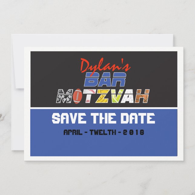 MEGA SPORTS Bar Bat Mitzvah Save the Date (Vorderseite)