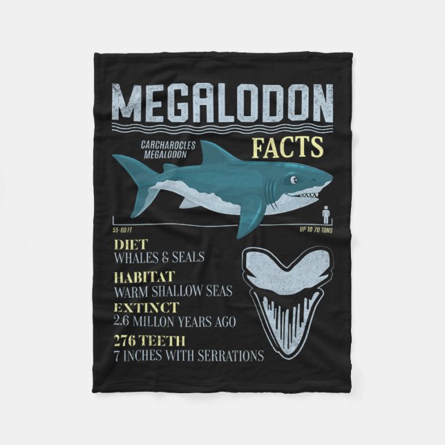 Megalodon Facts Meg Prähistorischer Hai-Zahn-Fossi Fleecedecke (Vorderseite)
