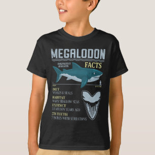 Megalodon Facts Meg Prähistorischer Hai-Zahn-Fossi T-Shirt