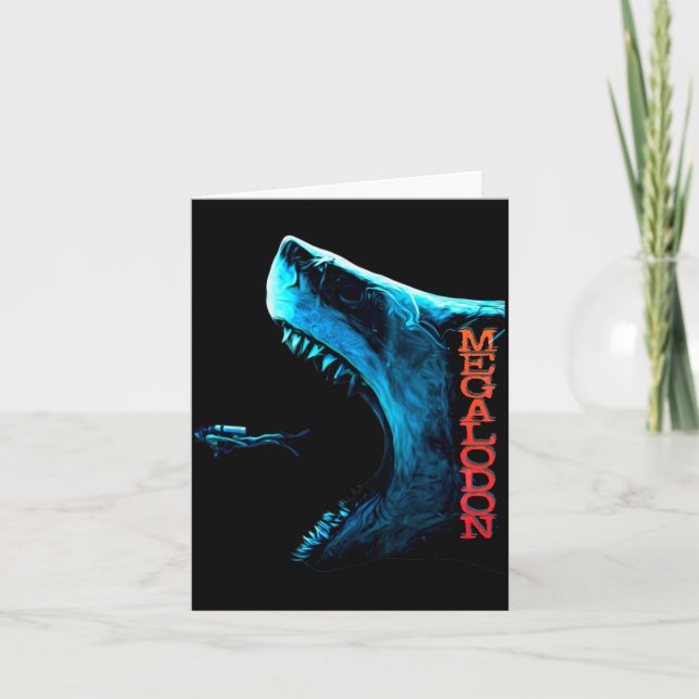 Megalodon Primeval Shark Dorsal Fin Teeth Ocean Pr Karte (Vorderseite)