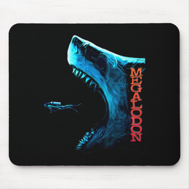 Megalodon Primeval Shark Dorsal Fin Teeth Ocean Pr Mousepad (Vorne)