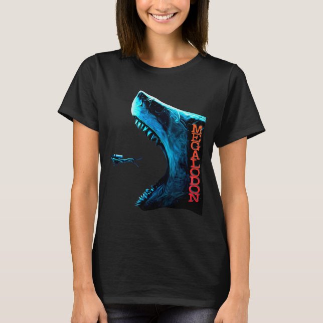 Megalodon Primeval Shark Dorsal Fin Teeth Ocean Pr T-Shirt (Vorderseite)