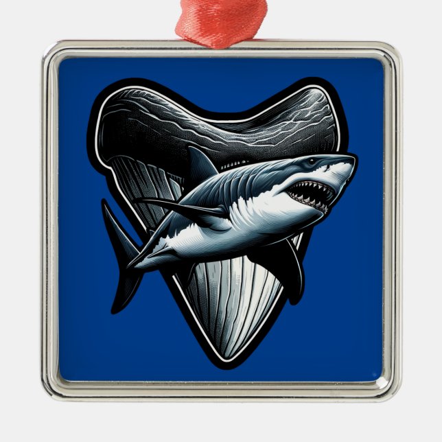 Megalodon Tooth Ornament Aus Metall (Vorne)