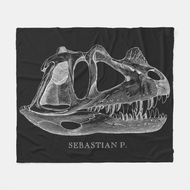 Megalosaurus Dinosaur Skull Paleontology Black Fleecedecke (Vorderseite (Horizontal))
