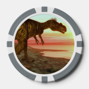 Megalosaurus-Dinosaurier, der in Richtung Ozean ge Pokerchips