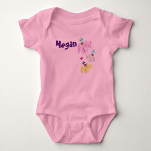 "Megan"-Bezeichnung mit Kätzchen und Blume, Baby Strampler