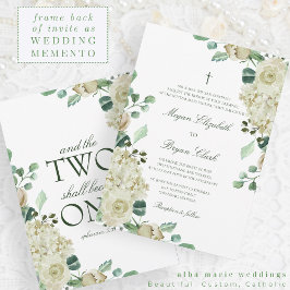 Megan Elegant Greenerity & Cross Katholic Wedding Einladung