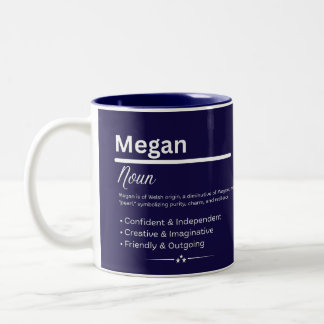 Megan, Girl Personalized Name Definition Mug Zweifarbige Tasse