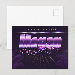 Megan Name Vorname lila Postkarte Geburtstag